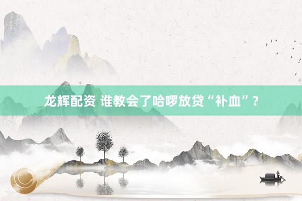 龙辉配资 谁教会了哈啰放贷“补血”？